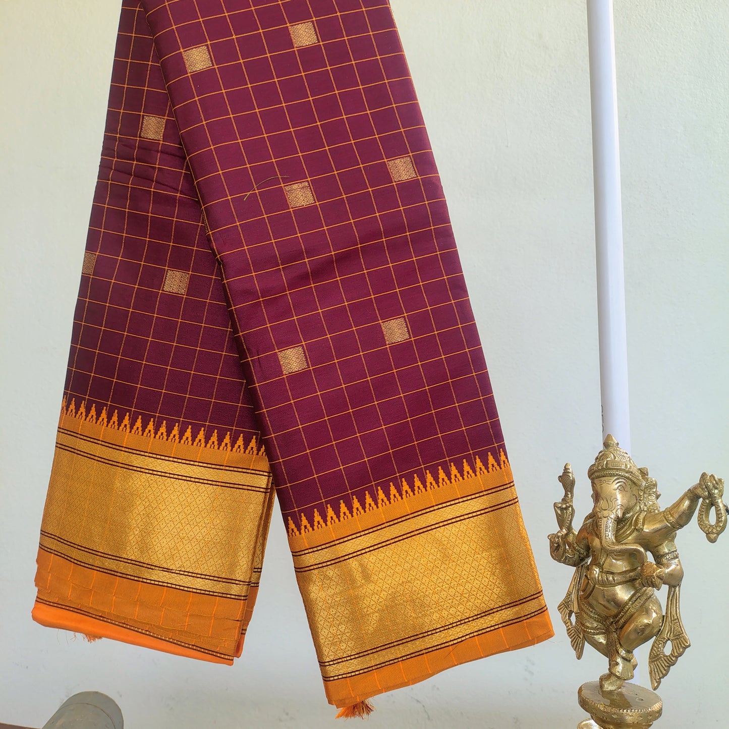 Maroon Paithani Saree with gold border