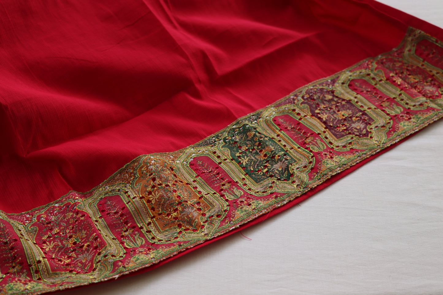 Pink Embroidered Cotton Kurta with Printed Dupatta