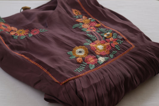Plum Bloom Embroidered Kurta Set – Mauve Cotton with Floral Threadwork