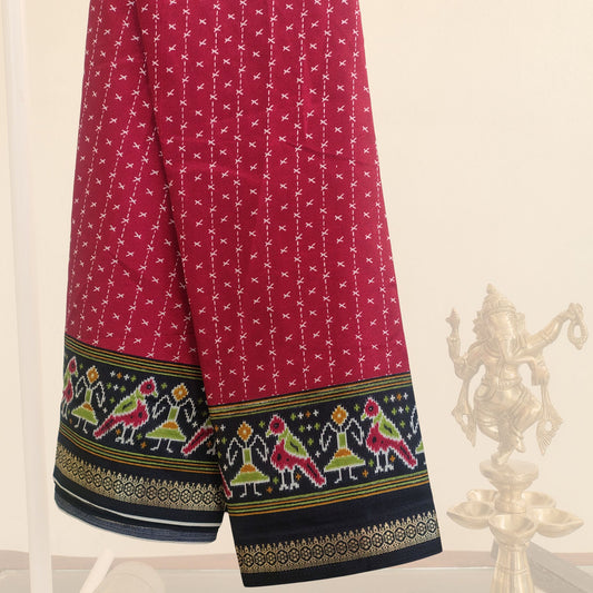 Red Parrot Delight – Malgudi Cotton Saree