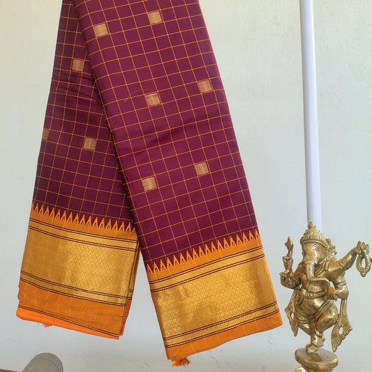 Maroon Paithani Saree with gold border