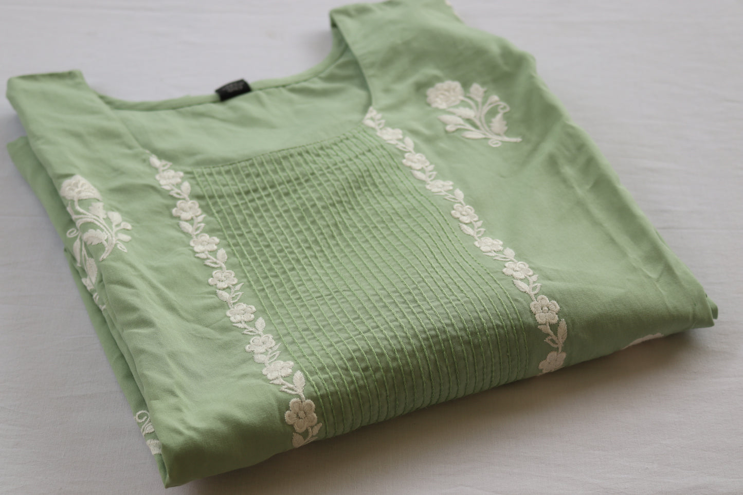 Light Green Cotton Embroidered Kurta Set
