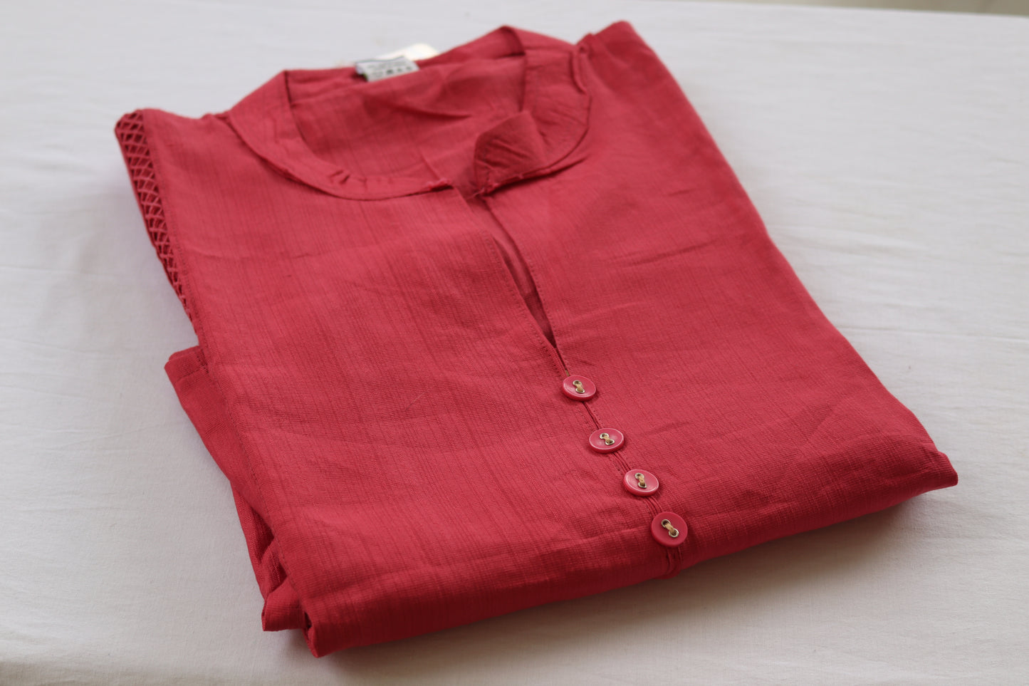 Pink Cotton Kurta with Golden Border Dupatta