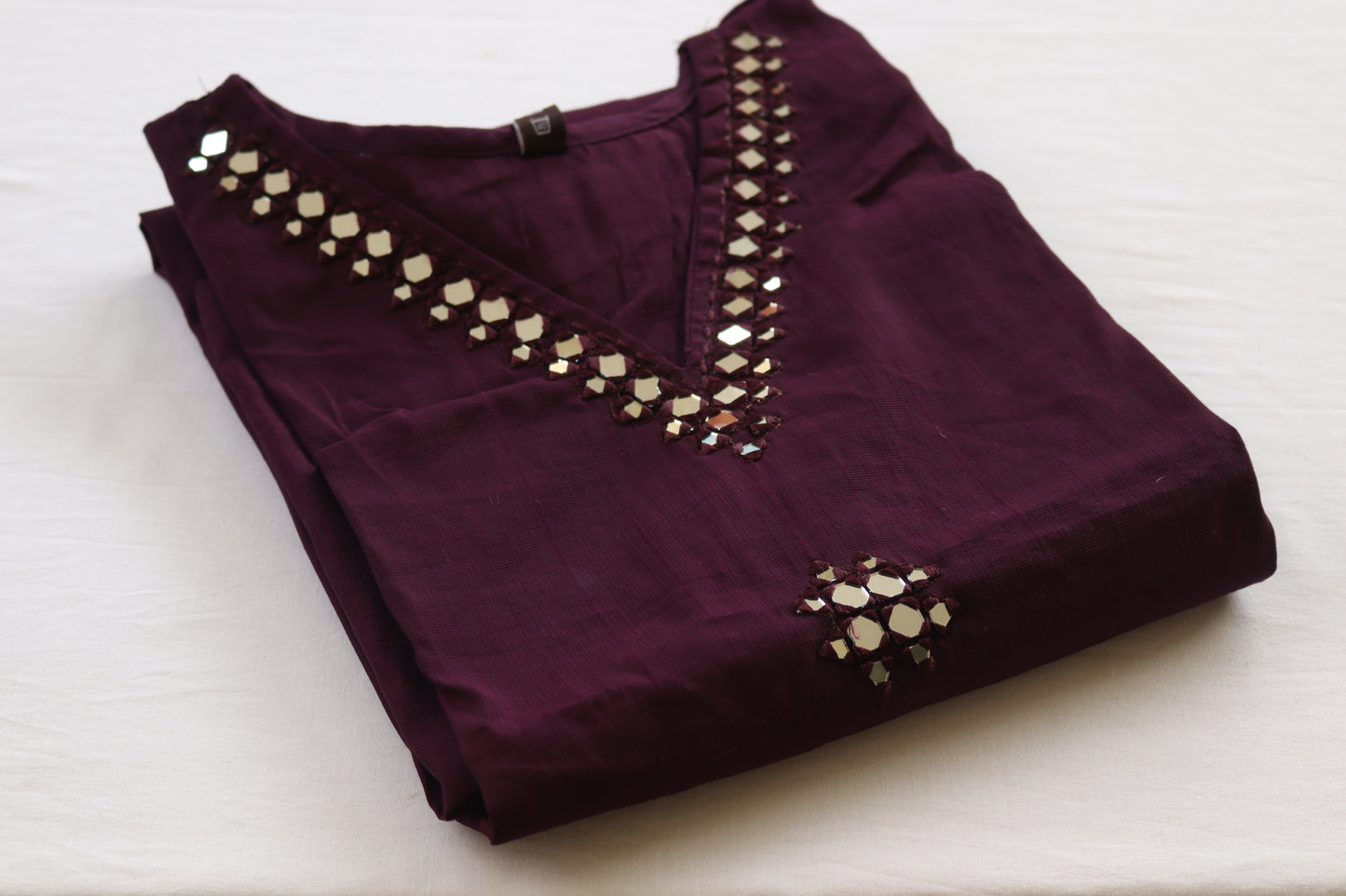 Deep Purple with Block Printed Kurta Set