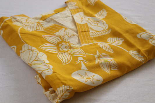Sun Bloom Cotton Kurta – Mustard Yellow Floral Elegance