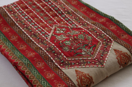 Red & Beige Printed Kurta Set